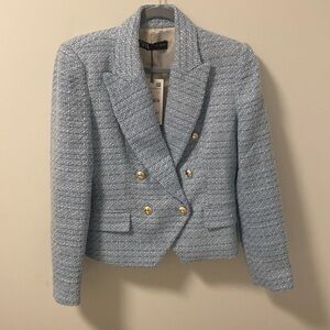 Zara Tweed Blazer, Size Large, Blue